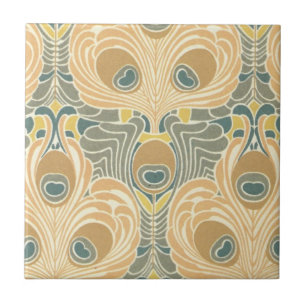 Azulejo De Cerámica arte deco arte nouveau patrón de pavo real arte