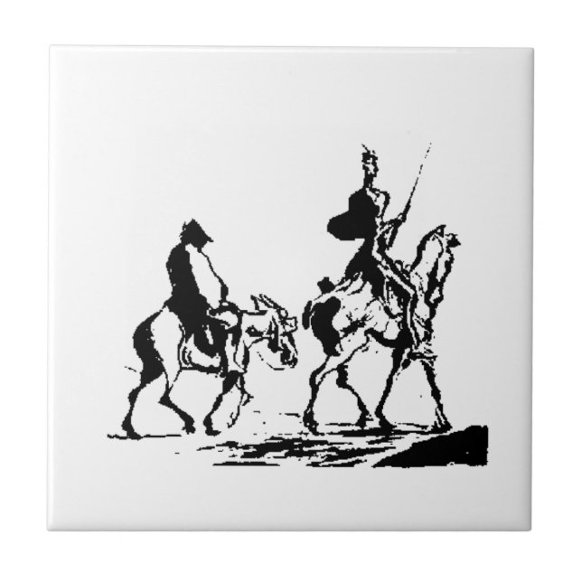 Azulejo De Cerámica Arte del Don Quijote y de Sancho Panza (Frente)