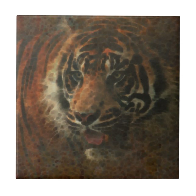 Azulejo De Cerámica Arte digital tigre (Frente)