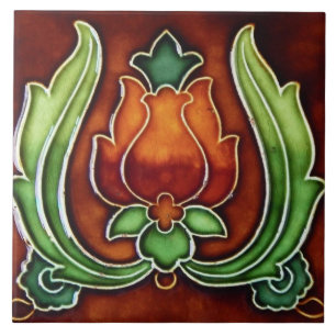 Azulejo de Cerámica - Arte Floral Antiguo de Estil