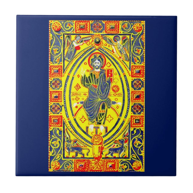 Azulejo De Cerámica Arte folclórico bizantino Jesús (Frente)