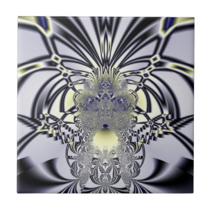 Azulejo De Cerámica Arte fractal de geometría sagrada de Iris Púrpura
