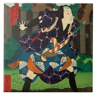 Azulejo De Cerámica Arte japonés - samurai que lleva el kimono