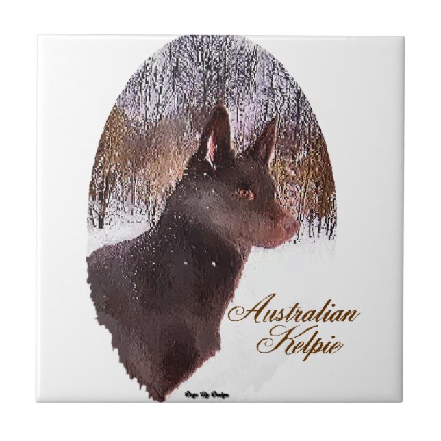 Azulejo De Cerámica Arte Kelpe australiano (Frente)
