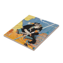 Azulejo De Cerámica Arte legendario japonés fresco del samurai del