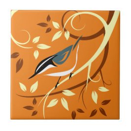 Azulejo De Cerámica Arte Nuthatch estilizado