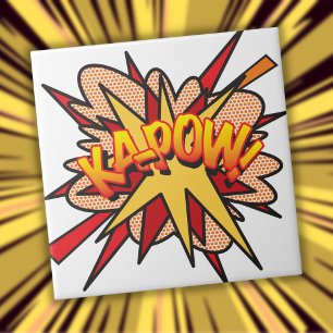 Azulejo De Cerámica Arte Pop de Cómic Retro Divertido KA-POW