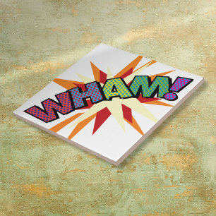 Azulejo De Cerámica Arte Pop de Cómic Retro Divertido WHAM