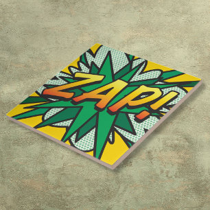 Azulejo De Cerámica Arte Pop de Cómic Retro Divertido ZAP