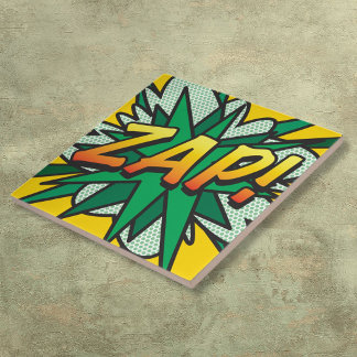 Azulejo De Cerámica Arte Pop de Cómic Retro Divertido ZAP