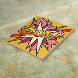 Azulejo De Cerámica Arte Pop de Cómic Retro Divertido ZOOM