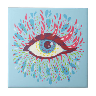 Azulejo De Cerámica Arte psicodélico en los ojos trippy