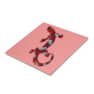 Azulejo De Cerámica Arte rojo del reptil del lagarto del Gecko del
