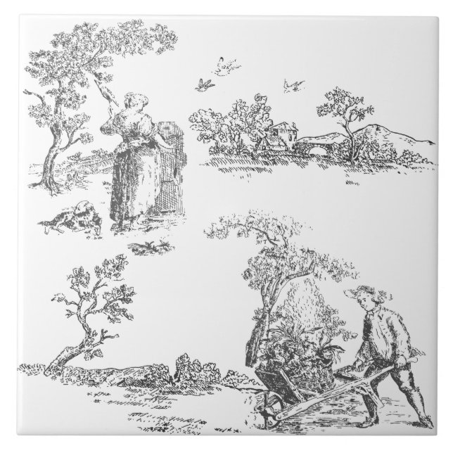 Azulejo De Cerámica Arte rural antiguo (Frente)