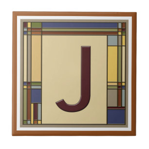 Azulejo De Cerámica Artes maravillosos y inicial geométrica J de los
