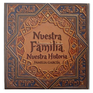 Azulejo De Cerámica Artesanal: "Nuestra Familia, Nuestra H
