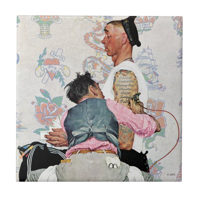 Azulejo De Cerámica Artista del tatuaje (Frente)