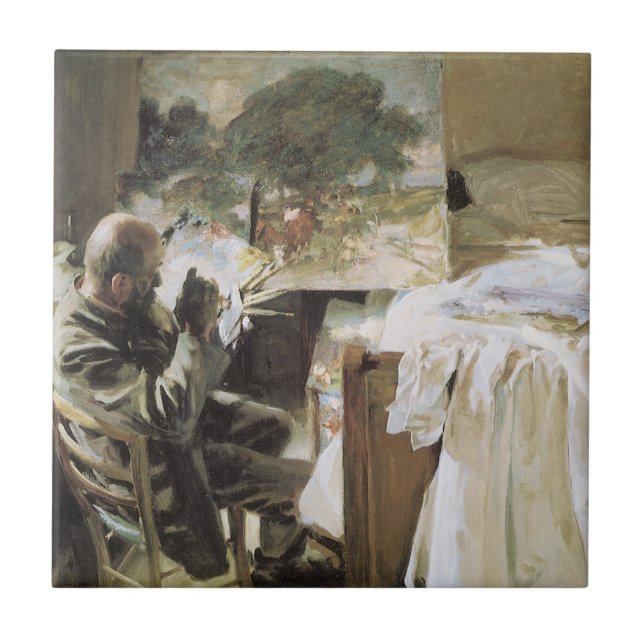 Azulejo De Cerámica Artista en su estudio de John Singer Sargent (Frente)