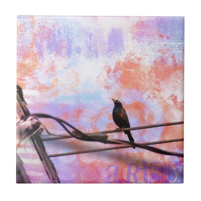 Azulejo De Cerámica Artsy Grackle (Frente)