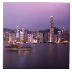 Azulejo De Cerámica Asia, China, Hong Kong, horizonte urbano y
