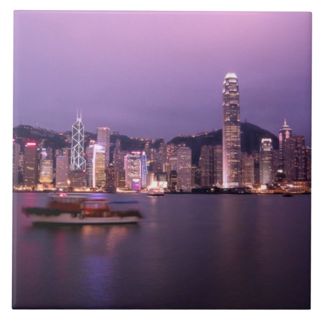 Azulejo De Cerámica Asia, China, Hong Kong, horizonte urbano y (Frente)