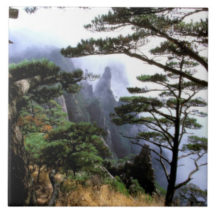Azulejo De Cerámica Asia, China, Huanshan. La montaña amarilla