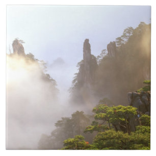 Azulejo De Cerámica Asia, China, Huanshan. La montaña amarilla en