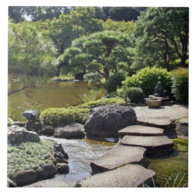 Azulejo De Cerámica Asia, Japón, Tokio. El jardín japonés (Frente)
