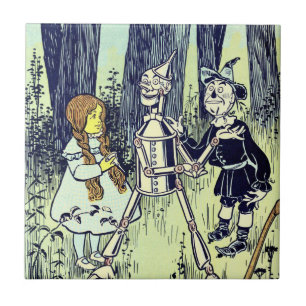 Azulejo De Cerámica Asombroso Mago de Oz, Dorothy Conoce al Hombre de
