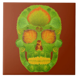 Azulejo De Cerámica Aspen Leaf Skull 10
