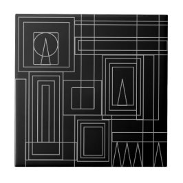 Azulejo De Cerámica Ataques de mosaico monocromo Art Déco