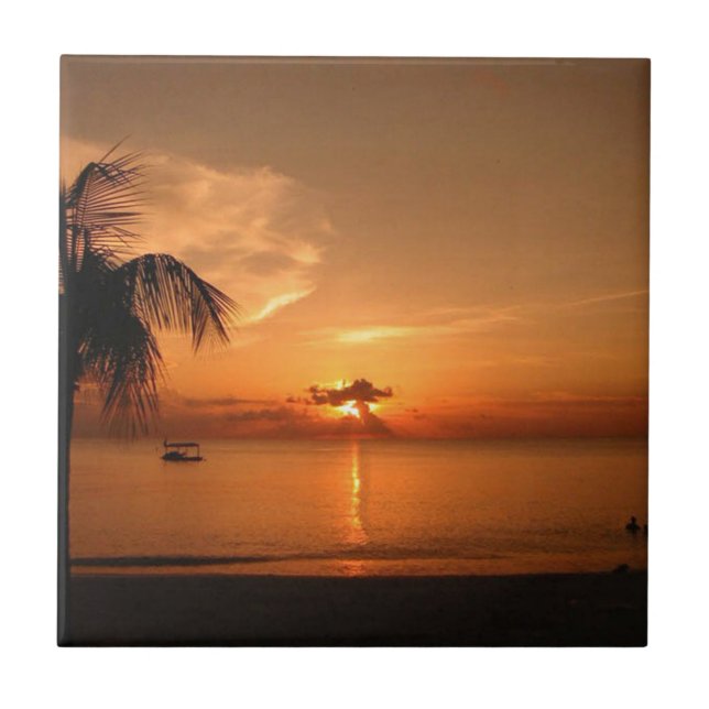 Azulejo De Cerámica Atardecer de Verano (Frente)