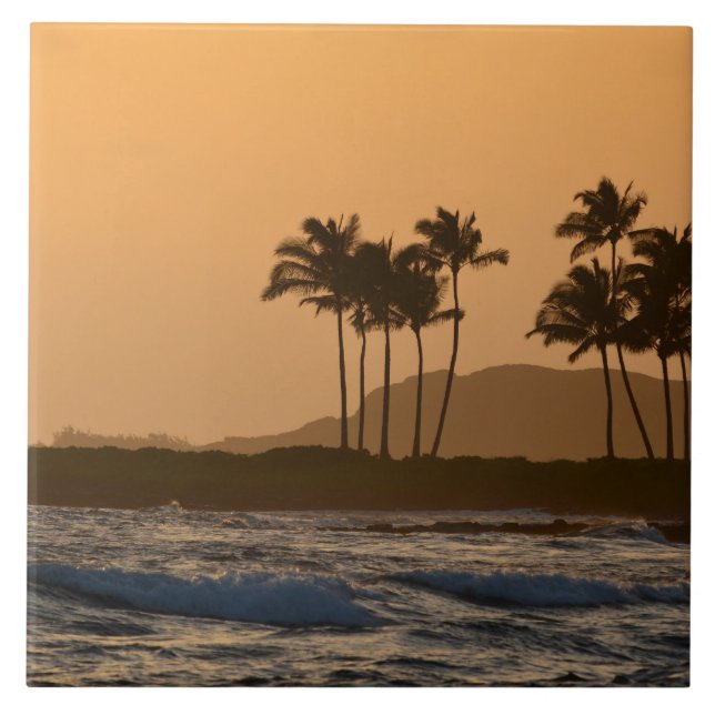 Azulejo De Cerámica Atardecer en Kauai (Frente)