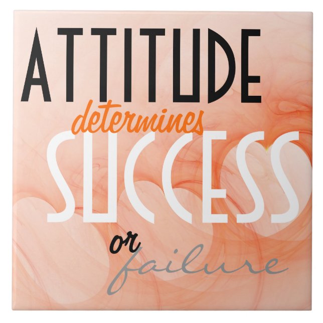 Azulejo De Cerámica Attitude... Success Citate Naranja Heart Resumen (Frente)
