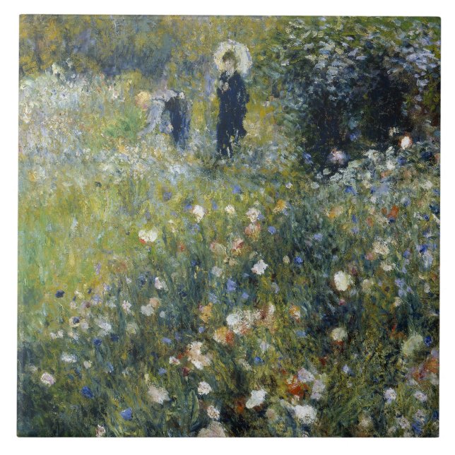 Azulejo De Cerámica Auguste Renoir - Mujer con sombrilla en un jardín (Frente)