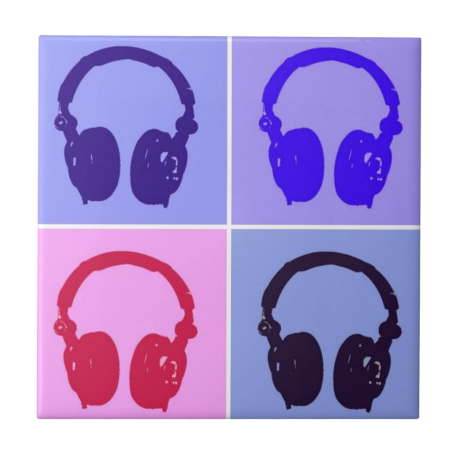 Azulejo De Cerámica Auriculares de arte pop (Frente)