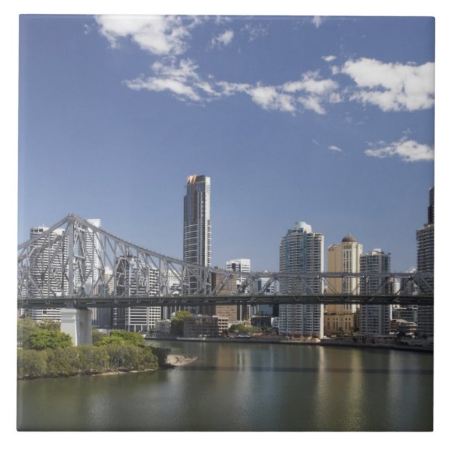 Azulejo De Cerámica Australia, Queensland, Brisbane, Story Bridge, (Frente)