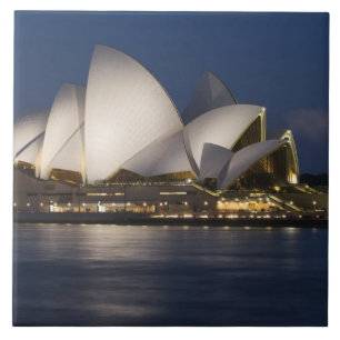 Azulejo De Cerámica Australia, Sydney. Casa de la Ópera por la noche e