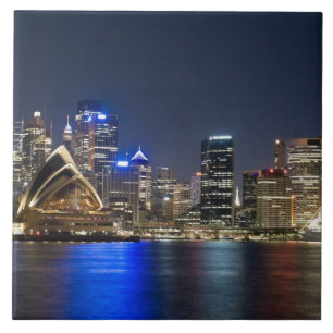 Azulejo De Cerámica Australia, Sydney. Silueta con Casa de la Ópera vi