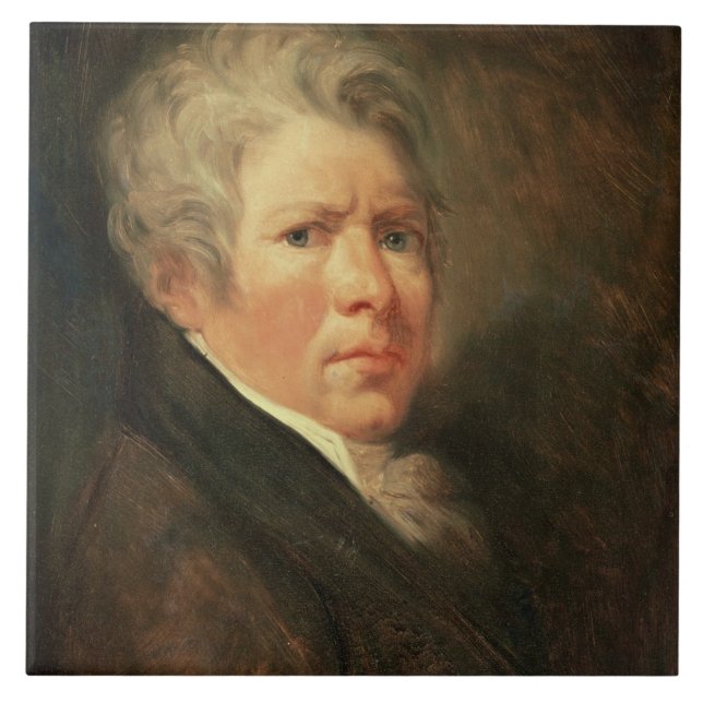 Azulejo De Cerámica Autorretrato (aceite en el panel) (Frente)