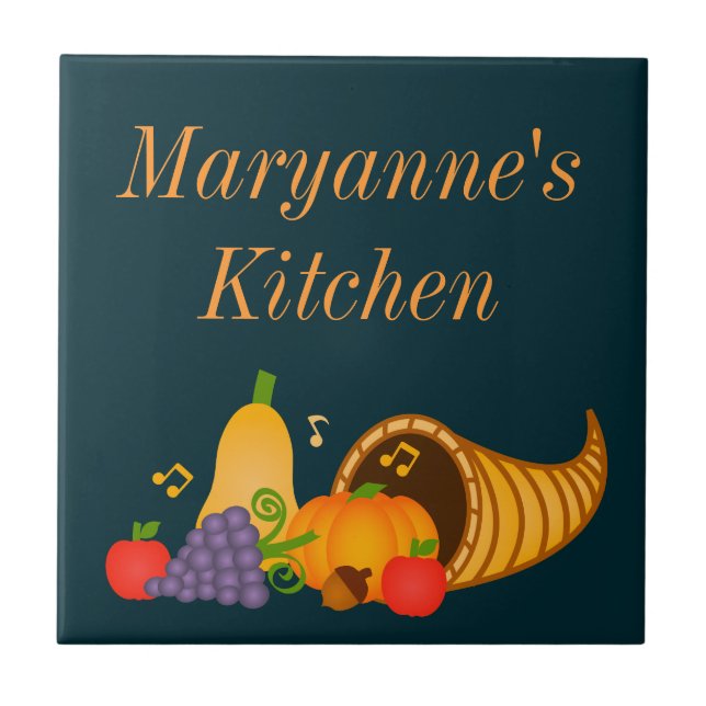 Azulejo De Cerámica Autumn Cornucopia Personalizado Trivet Tile (Frente)