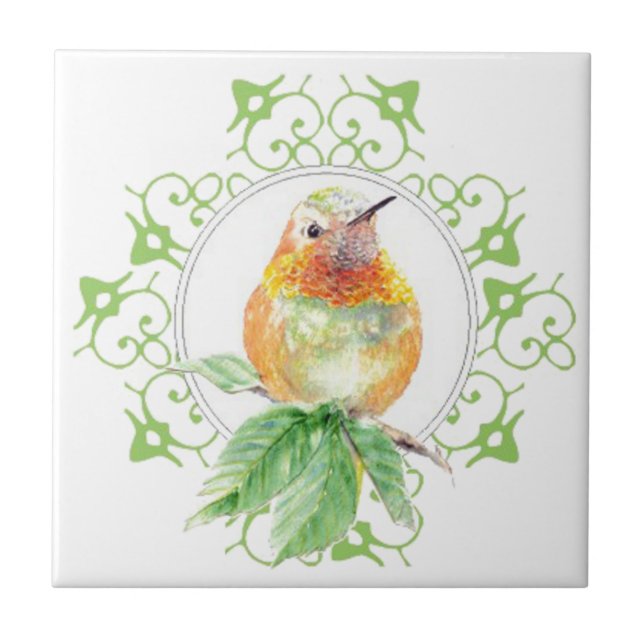 Azulejo De Cerámica Ave Cuta, Colibrí, Naturaleza, Vida Silvestre Jard (Frente)
