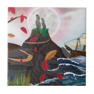 Azulejo De Cerámica Aventura de Isla de Pascua