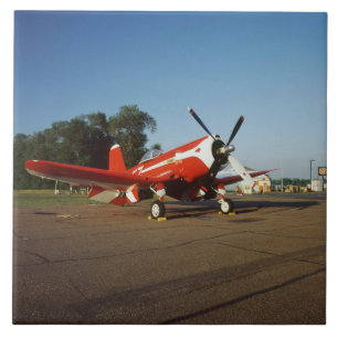 Azulejo De Cerámica avión F2G-1D Super Corsair en un espectáculo aéreo