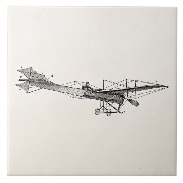 Azulejo De Cerámica Avión retro del apoyo del aeroplano del propulsor (Frente)