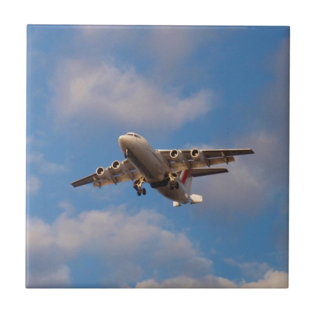 Azulejo De Cerámica Avro RJ85 Jet aterrizando (Frente)