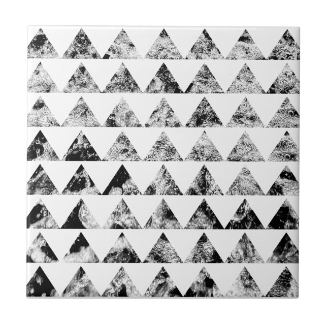 Azulejo De Cerámica Aztec Print Zwart Wit Black White (Frente)
