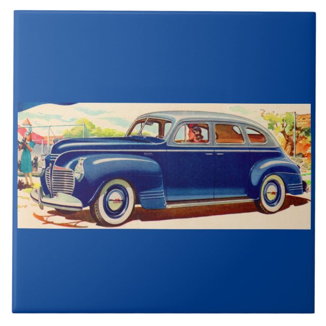 Azulejo De Cerámica azul 1941 Plymouth (Frente)