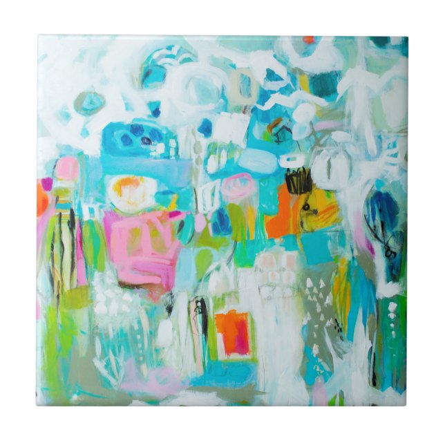 Azulejo De Cerámica Azul abstracto (Frente)