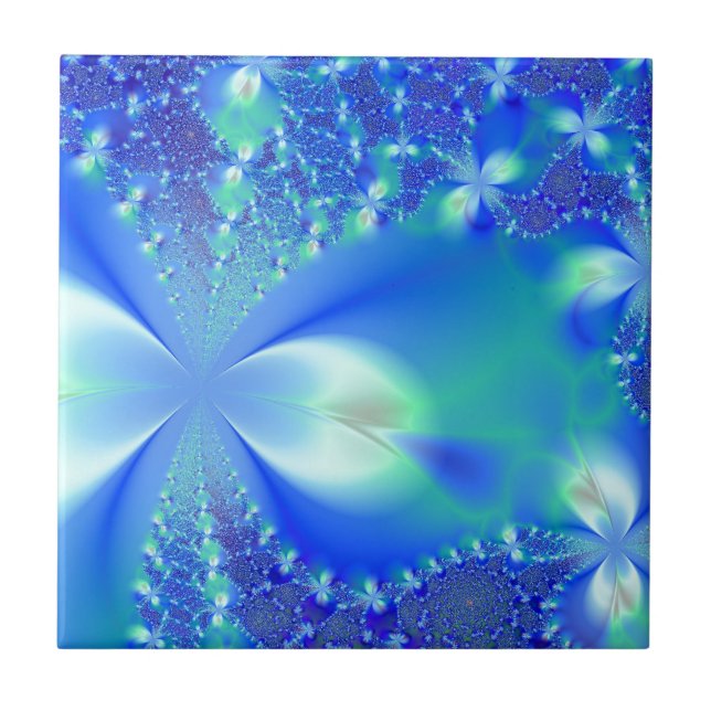 Azulejo De Cerámica Azul floral (Frente)